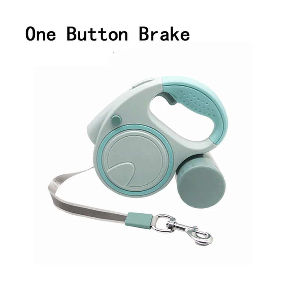 Dog Leash with Led Lights and Garbage Bag Retractable Nylon 5M Traction Rope Belt Durable Walk Run Automatic Extension Dog Lead