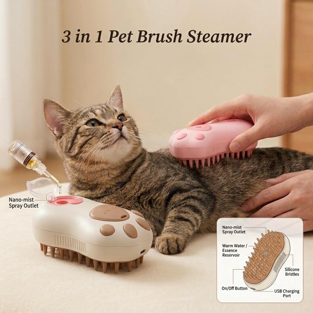 3 in 1 Pet Brush Steamer