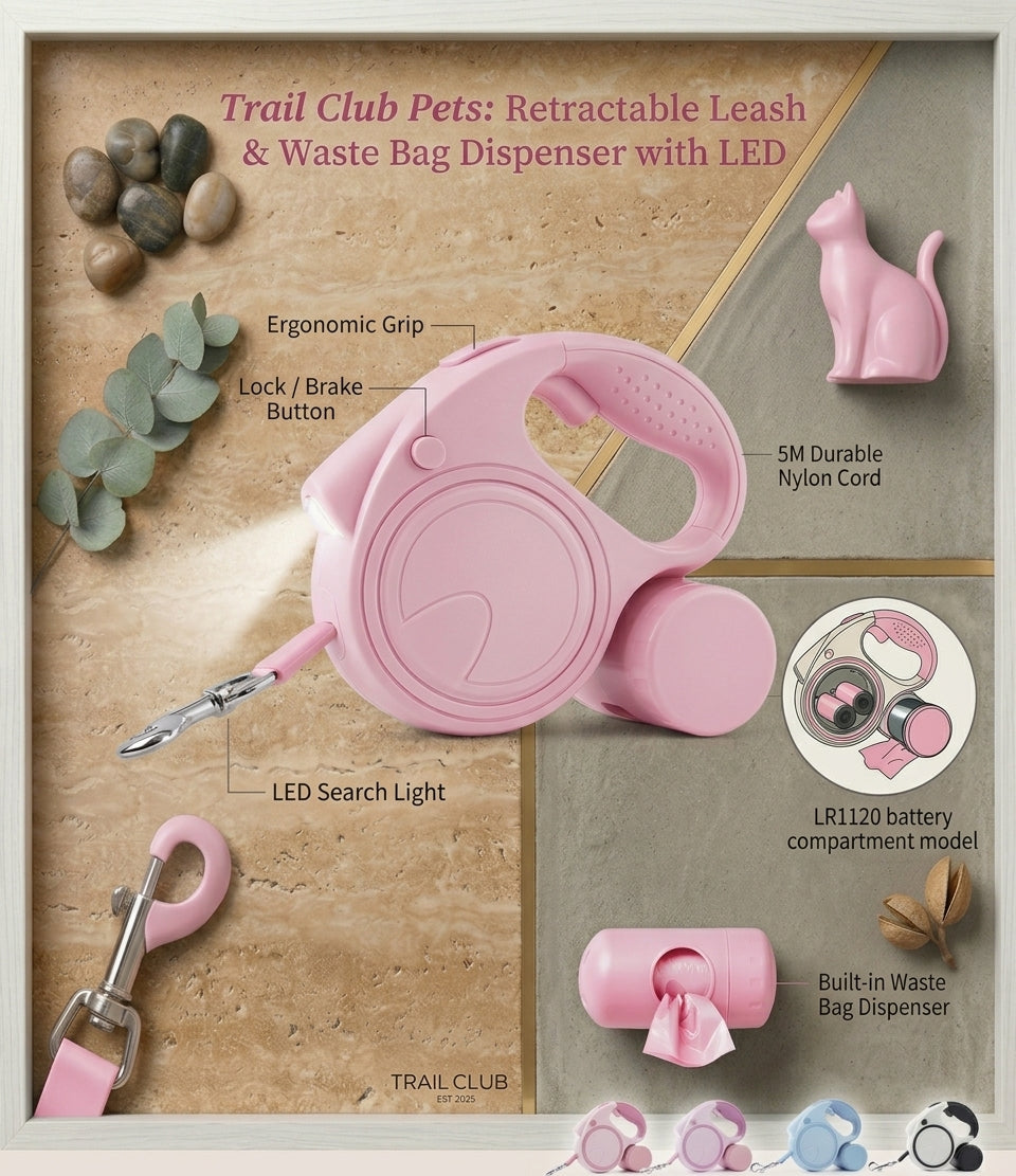 Retractable Pet Leash with Built in Flashlight