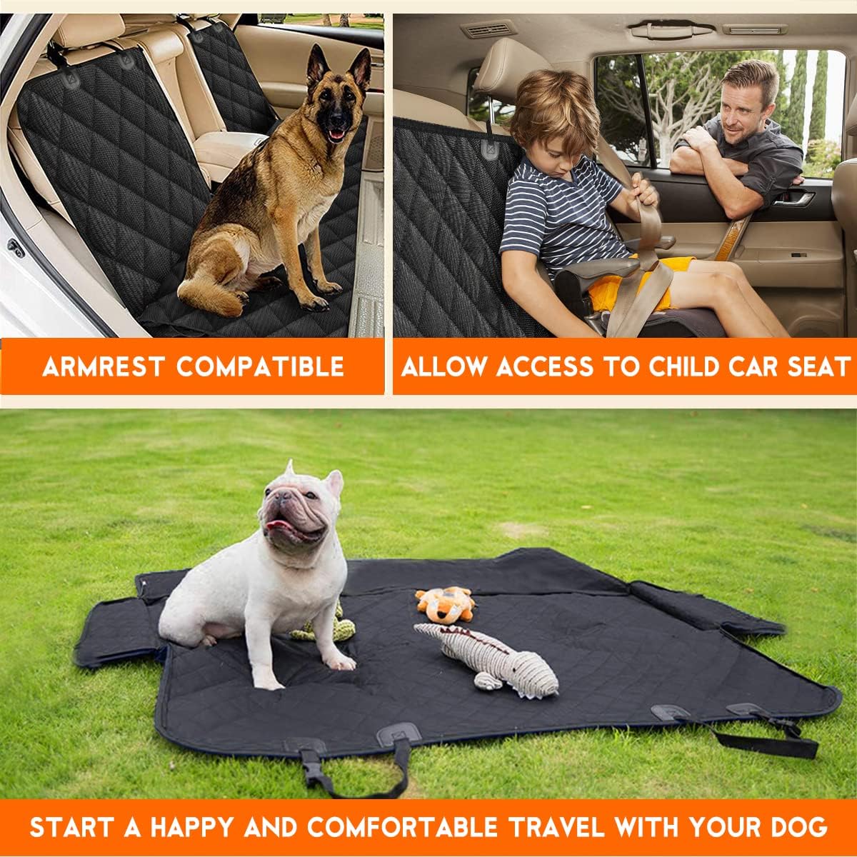 Premium Waterproof Dog Car Seat Cover - Non-Slip Back Seat Protector for Pets, Fits Most Cars, Trucks, and SUVs 