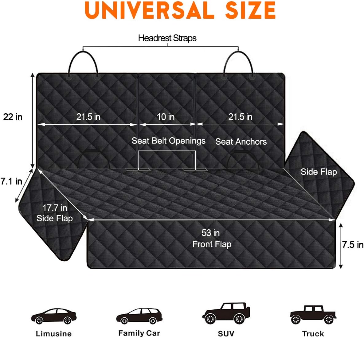 Premium Waterproof Dog Car Seat Cover - Non-Slip Back Seat Protector for Pets, Fits Most Cars, Trucks, and SUVs 