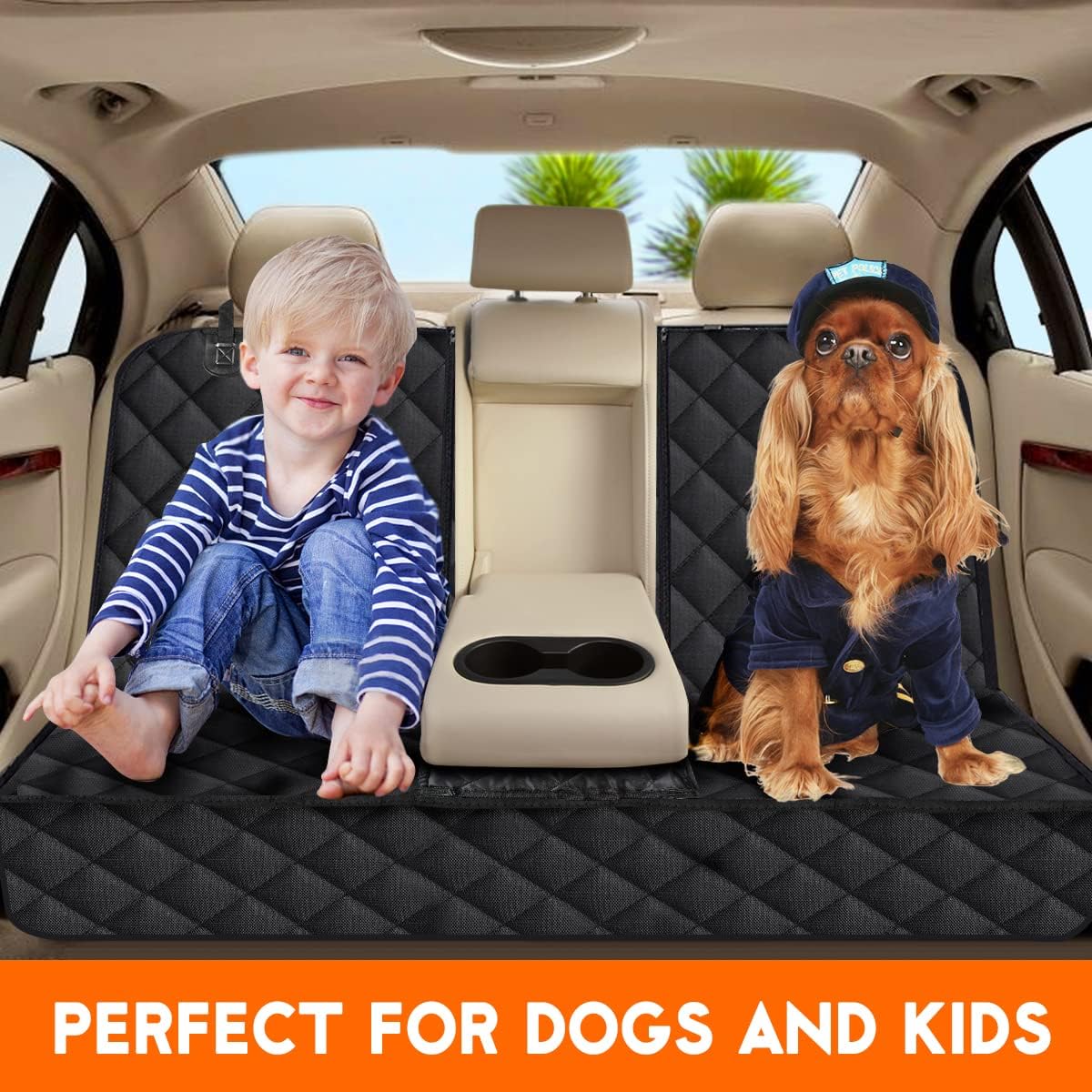Premium Waterproof Dog Car Seat Cover - Non-Slip Back Seat Protector for Pets, Fits Most Cars, Trucks, and SUVs 