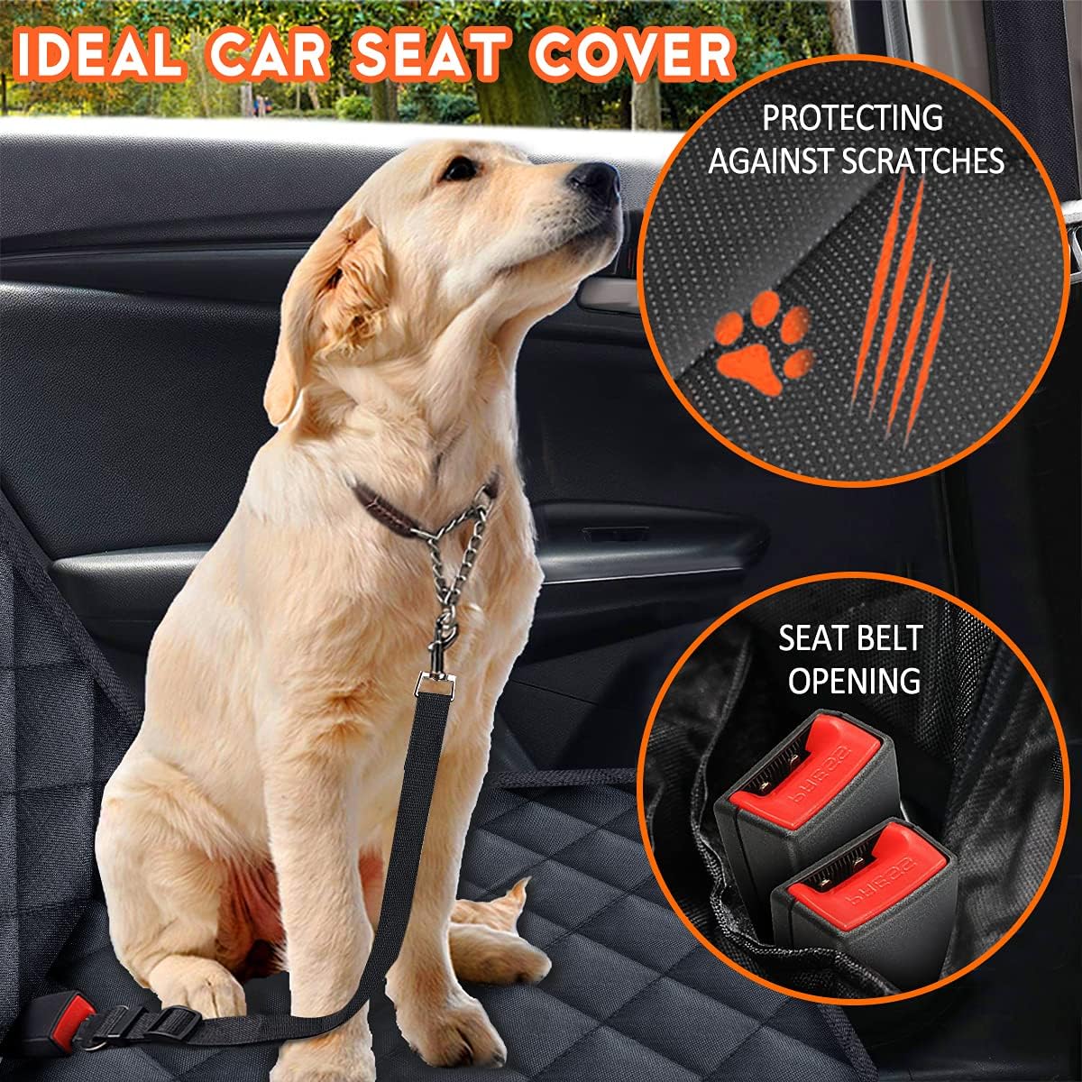 Premium Waterproof Dog Car Seat Cover - Non-Slip Back Seat Protector for Pets, Fits Most Cars, Trucks, and SUVs 